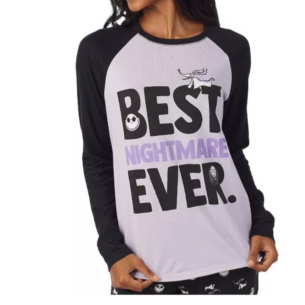 NWT XL DISNEY Graphic "Best Nightmare Ever" Long Sleeve Pajama Shirt
